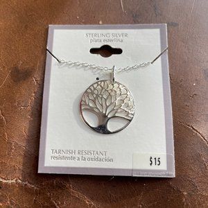 Vintage Sterling Silver 18" Necklace w/ Tree of Life Pendant